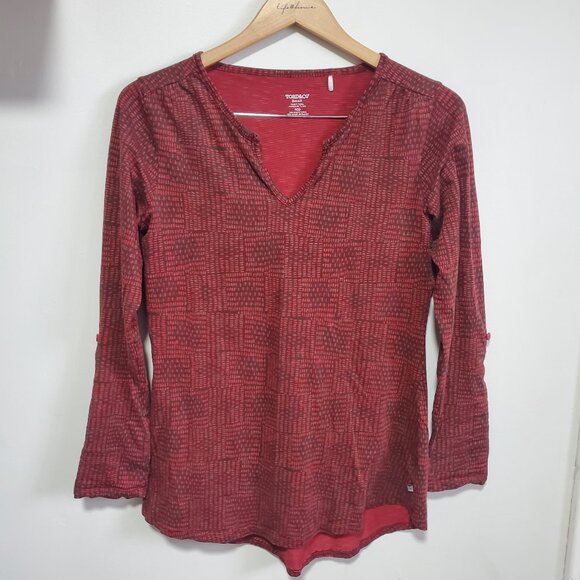 TOAD & AND CO Tamaya Tunic Top Shirt Organic Cotton Roll Tab Red Women's Small - Picture 1 of 12